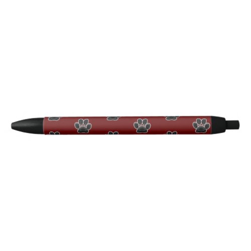 Paw Print Pattern Black Red Animal Lover Dog Black Ink Pen