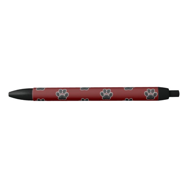 Paw Print Pattern Black Red Animal Lover Dog Pen (Front)