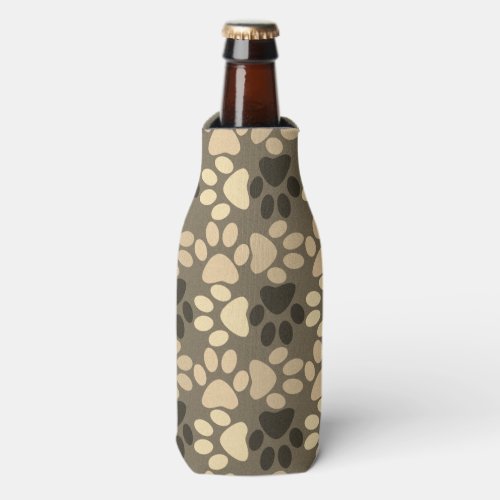 Paw Print Pattern Brown Bottle Cooler