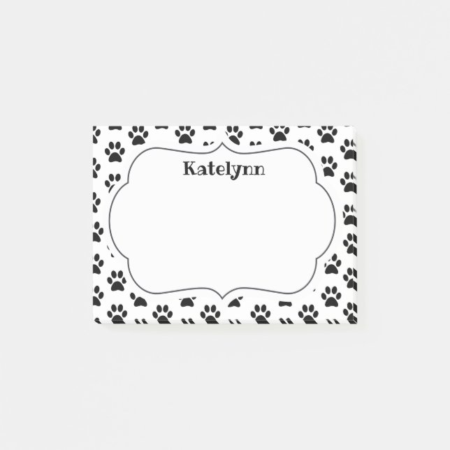Paw Print Pattern Custom Monogram Notes (Front)