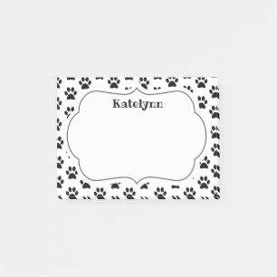 Paw Print Pattern Custom Monogram Post-It Notes