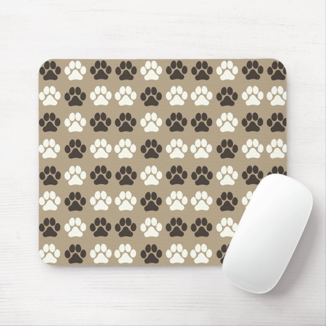 Paw Print Pattern Earthy Sand Mouse Pad (With Mouse)