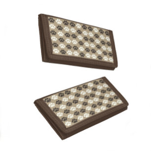 Paw Print Pattern Earthy Sand Trifold Wallet
