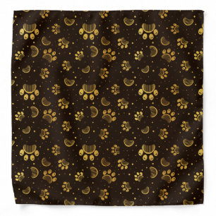Paw print pattern in brown and gold color bandana