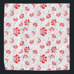 Paw print pattern in red color bandana<br><div class="desc">Paw print pattern in red color</div>