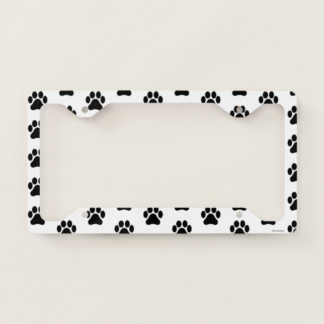 Paw Print Pattern License Plate Frame (Front)