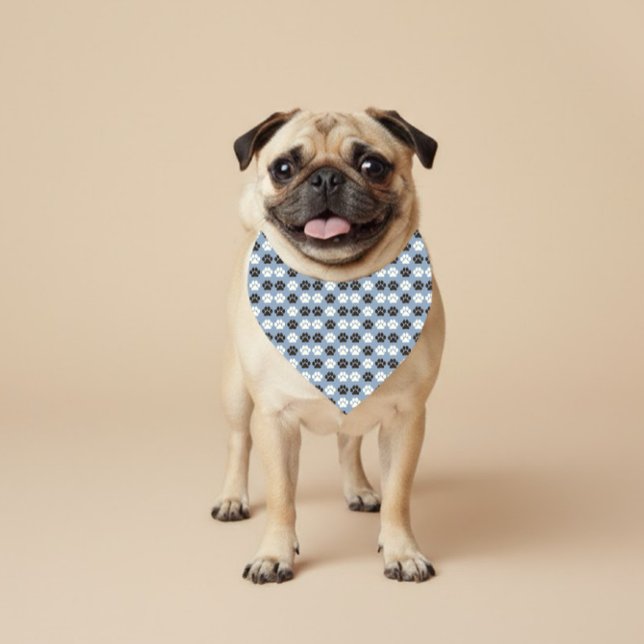 Paw Print Pattern Silver Blue Bandana (Creator Uploaded)