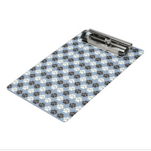 Paw Print Pattern Silver Blue Mini Clipboard