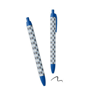 Paw Print Pattern Silver Blue Pen