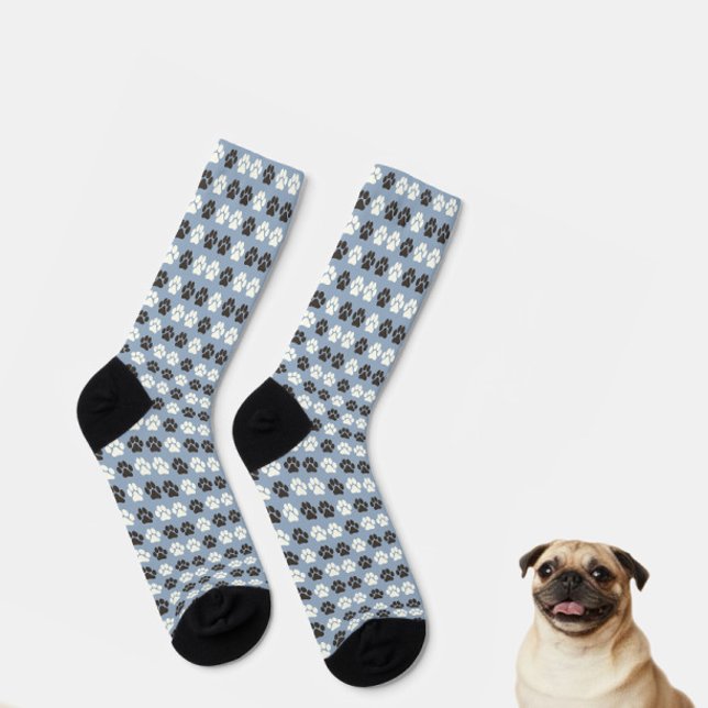 Paw Print Pattern Silver Blue Socks (Creator Uploaded)