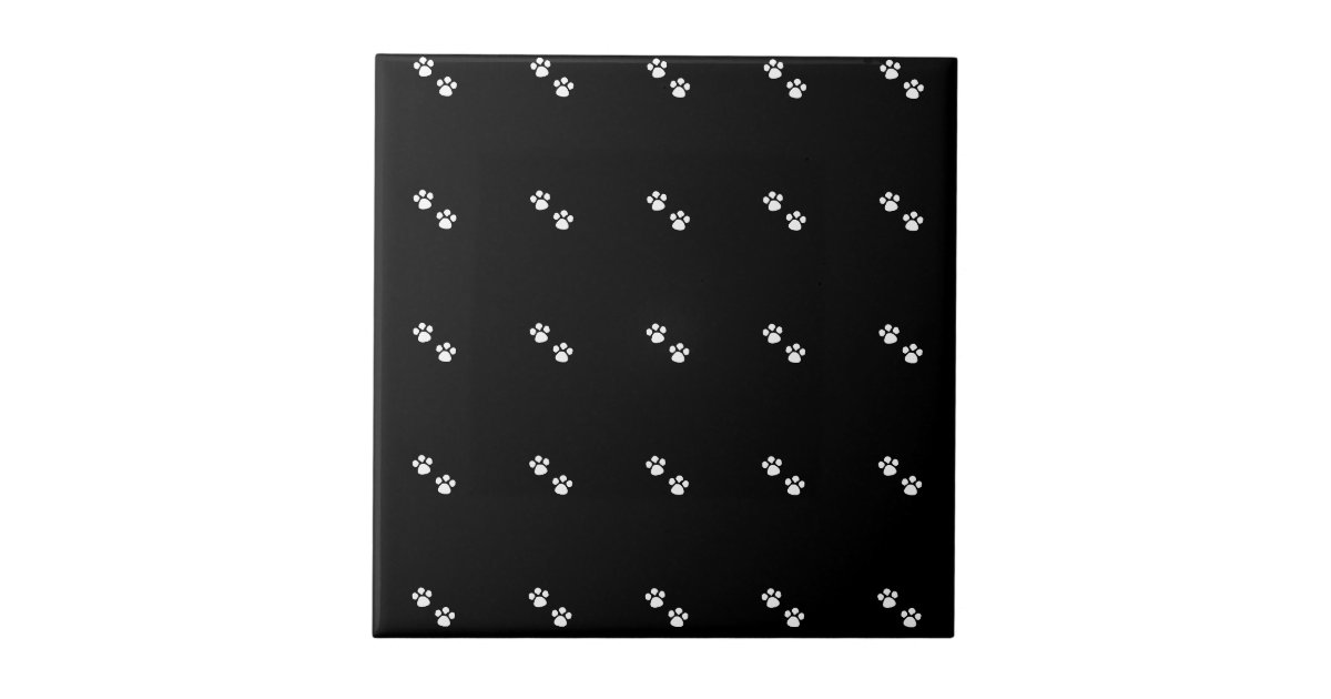 Paw Print Patterns Black White Cute Classy Modern Ceramic Tile | Zazzle