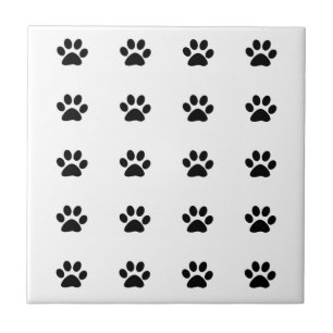Paw Print Patterns Black White Cute Stylish Gift Ceramic Tile