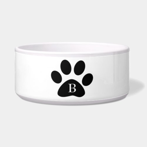 Paw Print Patterns Black White Monogram Initials Bowl