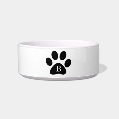 Paw Print Patterns Custom Black White Monograms Bowl