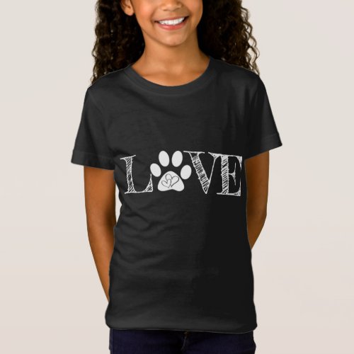Paw Print Pawprint Heart Animal Lover Love Pet Dog T_Shirt