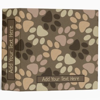 Paw Print Personalize Custom Text 3 Ring Binder by ironydesigns at Zazzle