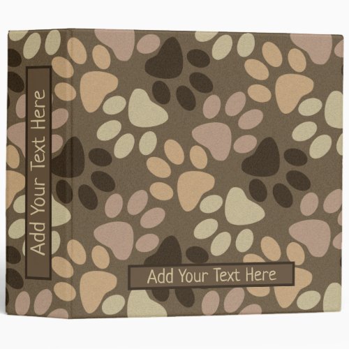 Paw Print Personalize Custom Text 3 Ring Binder