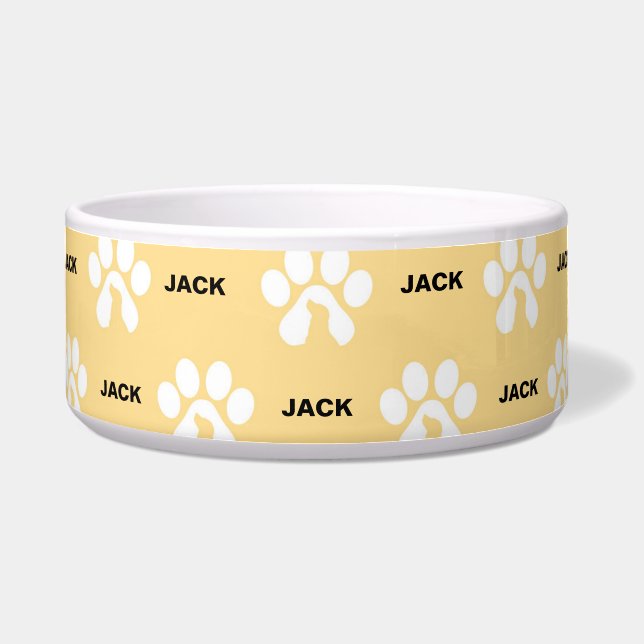 Paw Print Personalized Dog Bowl (Front)