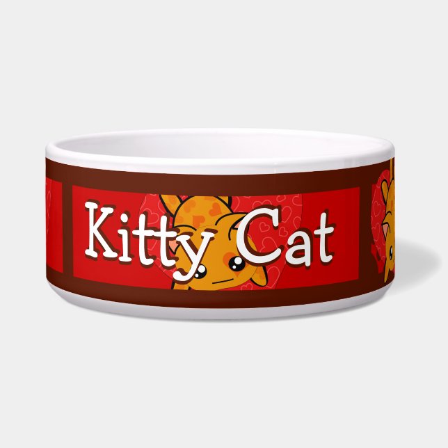 Paw Print Personalized Kitty Cat Bowl (Front)