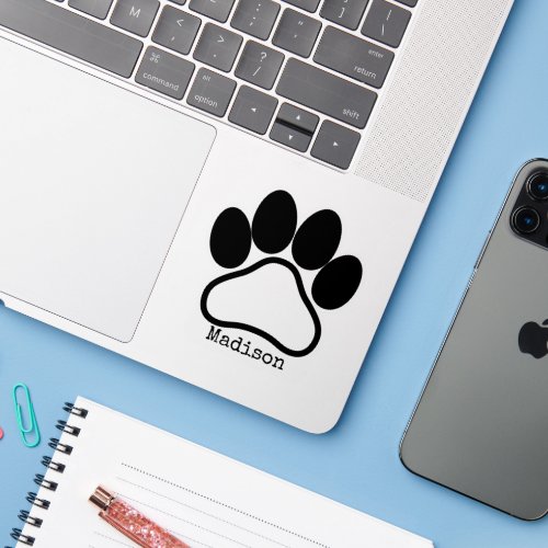 Paw Print Personalized Name Any Color Laptop Sticker