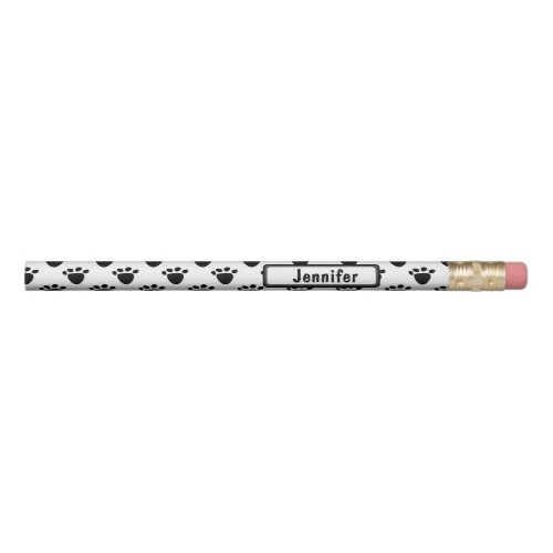 Paw Print Personalized Pencil Add Your Name Text