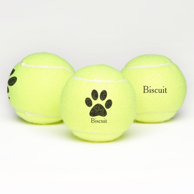 Paw Print Personalized Pet's Name Tennis Balls (Multi)