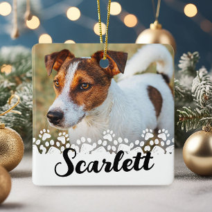 Paw Print Pet Custom Photo Ceramic Ornament