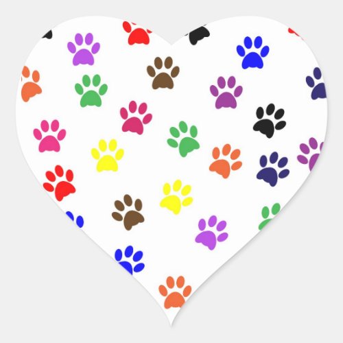 Paw print pet dog colorful sticker stickers gift heart sticker