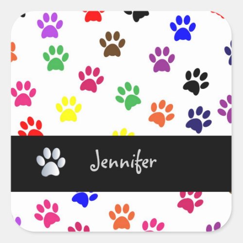 Paw print pet dog custom girls name fun stickers