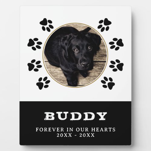 Paw Print Pet Dog Photo Memorial Keepsake Plaque