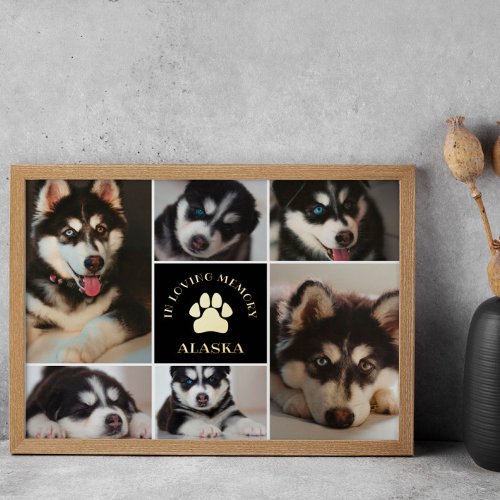 Paw Print Pet In Loving Memory Black Photo Collage