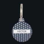 paw print pet modern navy blue   pet ID tag<br><div class="desc">Trendy modern simple stylish pet design. With paw prints to celebrate your furry friend.Navy blue Background colour can be changed.</div>