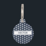 paw print pet modern navy blue   pet ID tag<br><div class="desc">Trendy modern simple stylish pet design. With paw prints to celebrate your furry friend.Navy blue Background colour can be changed.</div>
