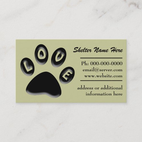 Paw Print Pet Shelter Rescue business card