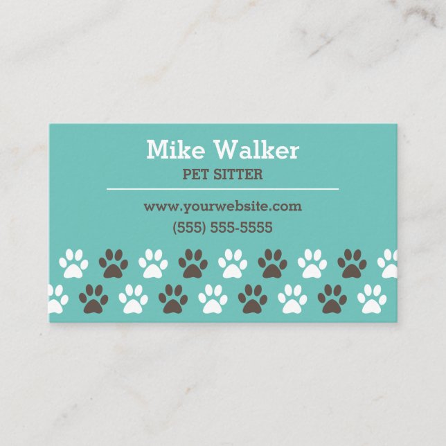Paw Print Pet Sitter Business Card (Front)