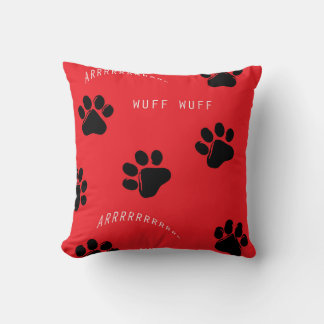 Paw Print Pillow - Red and Black