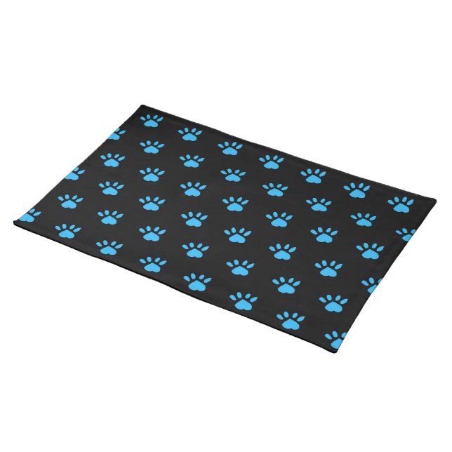 Paw Print Placemat (Black & Blue) (On Table)