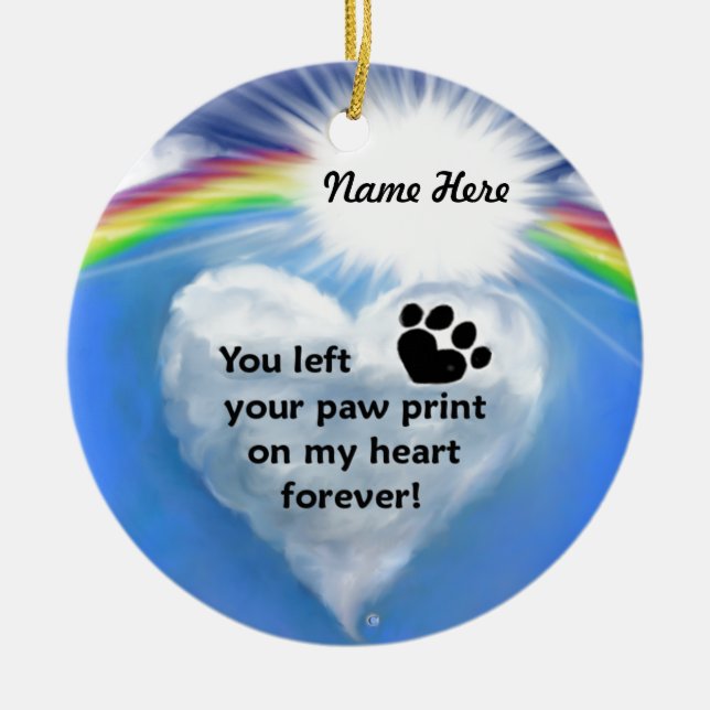 Paw Print Poem Ceramic Ornament (Front)