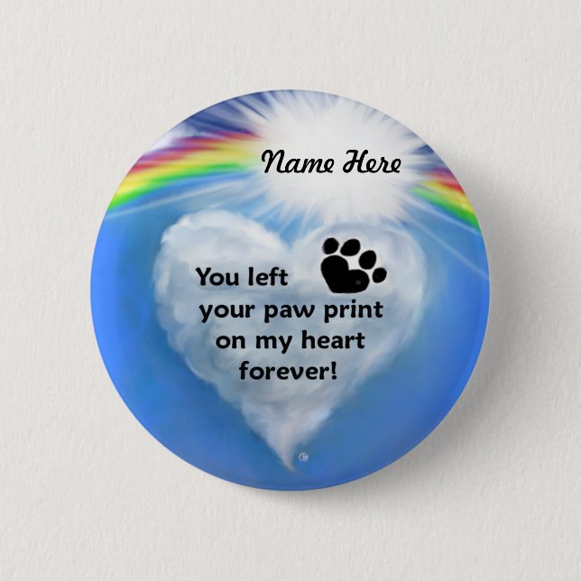Paw Print Poem Pinback Button (Front)