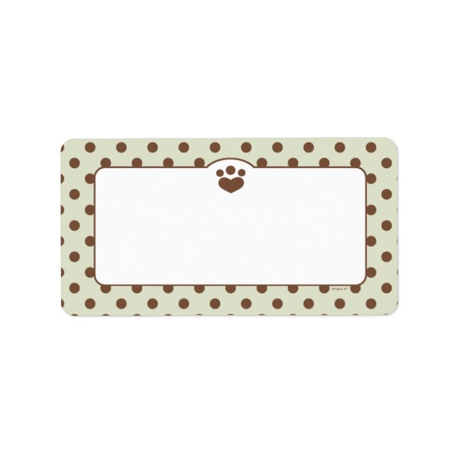Paw Print Polka Off-Leash Art™ Organized Pets Label (Front)