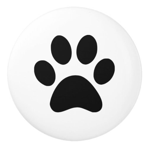 Paw Print _ puppy dog cat or other pet animal Ceramic Knob