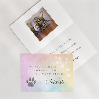 Paw Print Rainbow Bridge Pet Loss Memorial Card