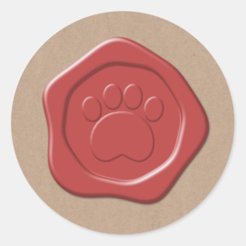 paw print red wax seal on brown paper