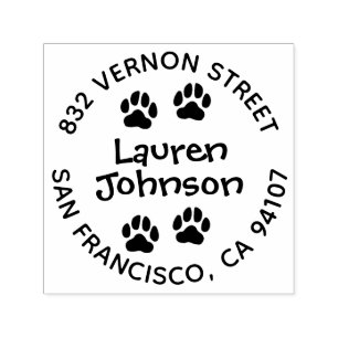 Paw Print Return Address Self Inking Stamp