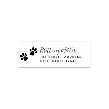 Paw Print Return Address With Script Self-inking Stamp by NBpaperco at Zazzle