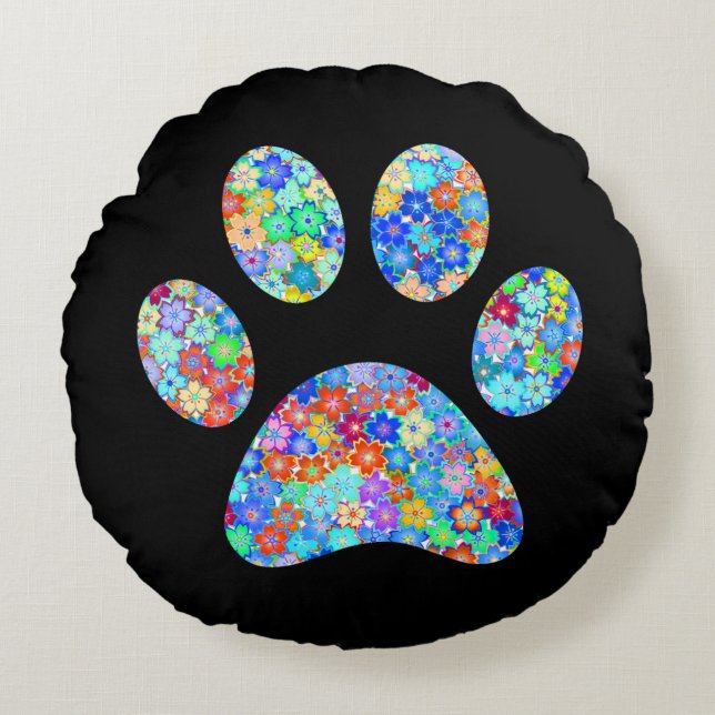 Paw Print  Round Pillow (Front)