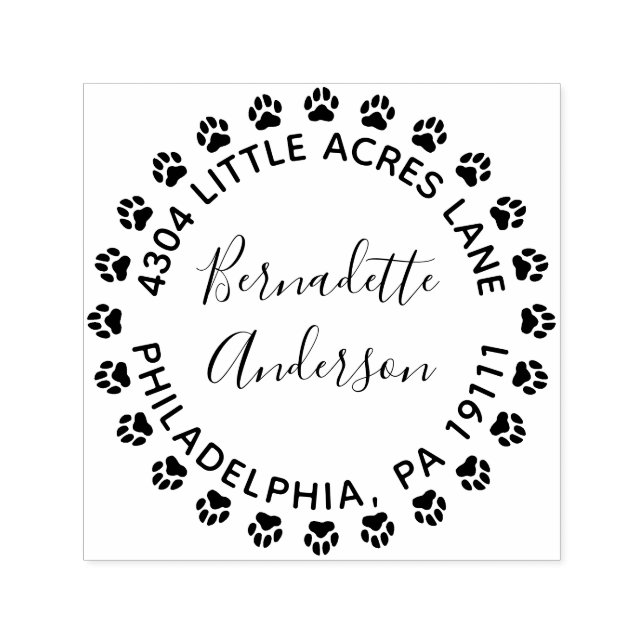 Paw Print Round Return Address Stamp Self-inking (Design)