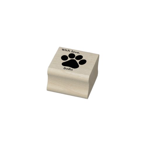 Paw print rubber stamp with love  rubber stamp