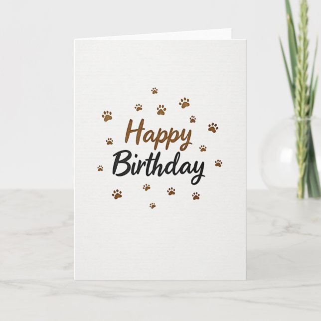 Paw Print Script Birthday Card (Front)