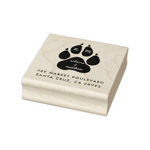 Paw Print & Script Custom Names Return Address Rubber Stamp